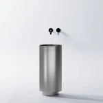 Умивальник окремостоячий Steinberg круглий, D37.8xh83 см, Brushed Steel (442 6500 BS) - Фото 2